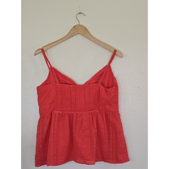 Loft Womens Medium Coral Red Tie Front V Neck Cami Tank Top Blouse Flowy Swing - Picture 5 of 9